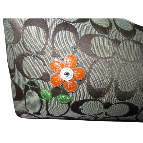 Coach Limited Edition Canvas Leather Floral Applique Demi Baguette Bag - Picture 5 of 13